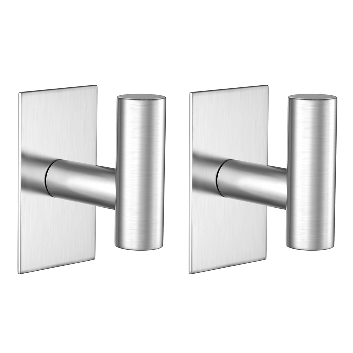 VAEHOLD Wall Towel Hooks, Heavy Duty Sticky Holder Waterproof Towel Hooks for Hanging Coat, Clothes, Closet Hook Wall Mount for Kitchen (Chrome, 2 Pack)