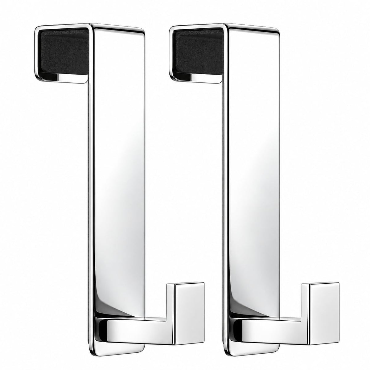 Stainless Steel Over The Door Hooks Heavy Duty, Bathroom Towel Holder Door Mount Coat Rack Towel Rack for Bedroom, Doors Hangers Towel Hooks for Bathroom Dorm Essentials (Black, 2 Pack)