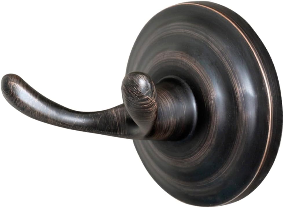 Amazon Basics Zinc Traditional Round Bathroom Towel and Robe Hook, Oil Rubbed Bronze, Easy Installation