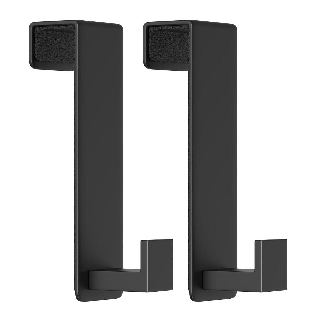 Stainless Steel Over The Door Hooks Heavy Duty, Bathroom Towel Holder Door Mount Coat Rack Towel Rack for Bedroom, Doors Hangers Towel Hooks for Bathroom Dorm Essentials (Black, 2 Pack)