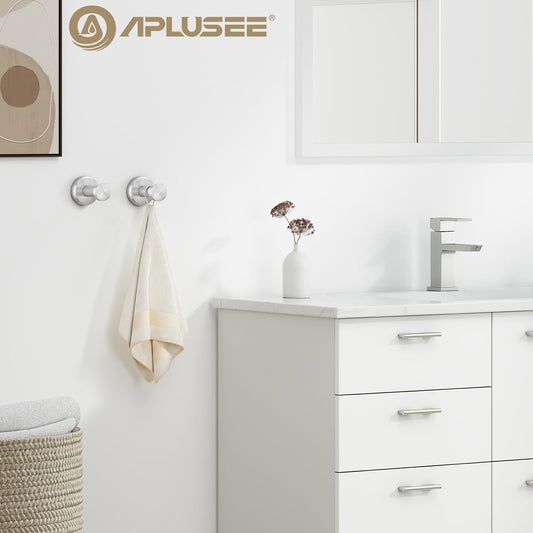 APLusee Brushed Nickel Bath Towel Hooks for Shower, 2 Pack, Wall Mounted