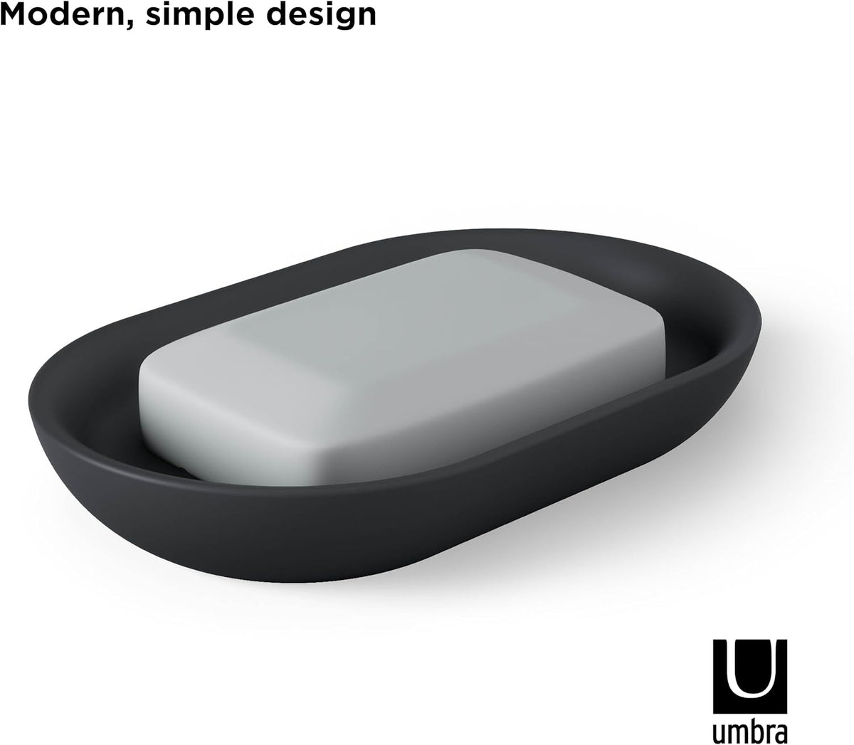 Umbra Junip Soap Holder, Oval Bathroom Soap Dish, Black