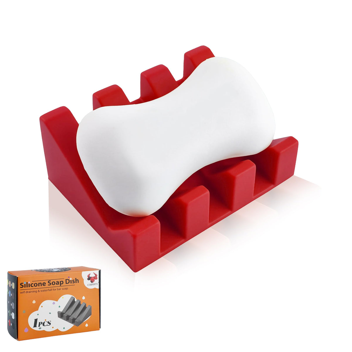 Self Draining Soap Dish Holder,Silicone Soap Dish,for Bathroom,Kitchen, Sponges,Can Extend Soap Life,Keep Soap Bars Dry and Easy Cleaning (White,2-Pack)