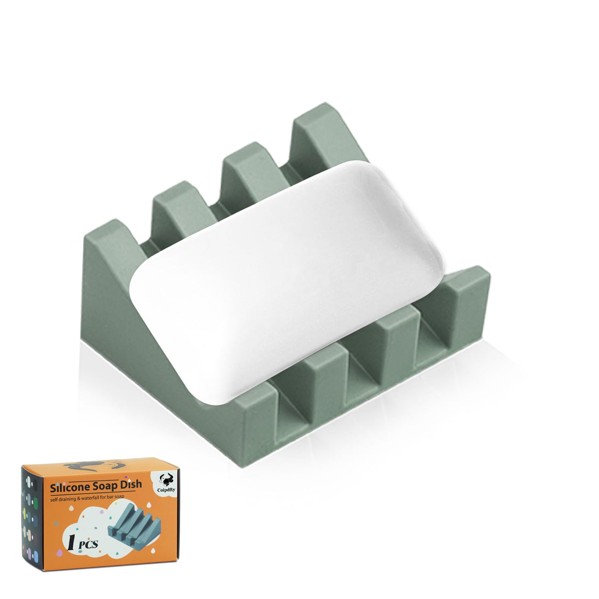 Self Draining Soap Dish Holder,Silicone Soap Dish,for Bathroom,Kitchen, Sponges,Can Extend Soap Life,Keep Soap Bars Dry and Easy Cleaning (White,2-Pack)