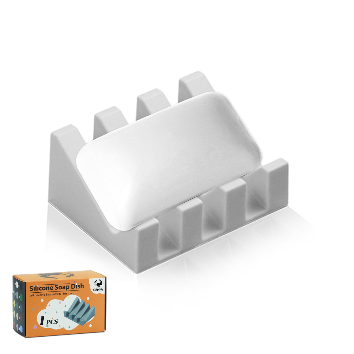 Self Draining Soap Dish Holder,Silicone Soap Dish,for Bathroom,Kitchen, Sponges,Can Extend Soap Life,Keep Soap Bars Dry and Easy Cleaning (White,2-Pack)