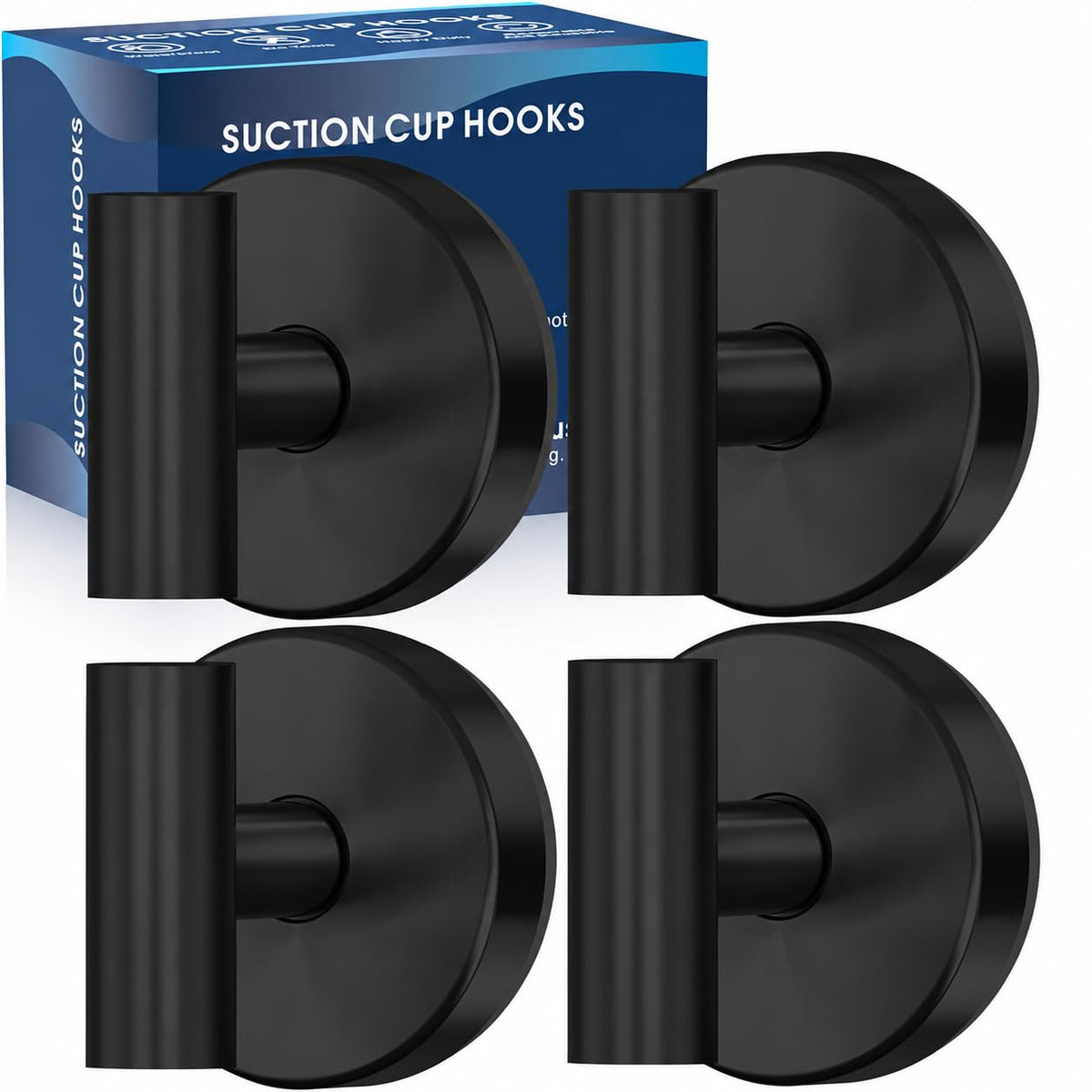MOTAIPEAK Suction Cup Hooks for Shower, No-Drill, Chrome Polished 2-Pack