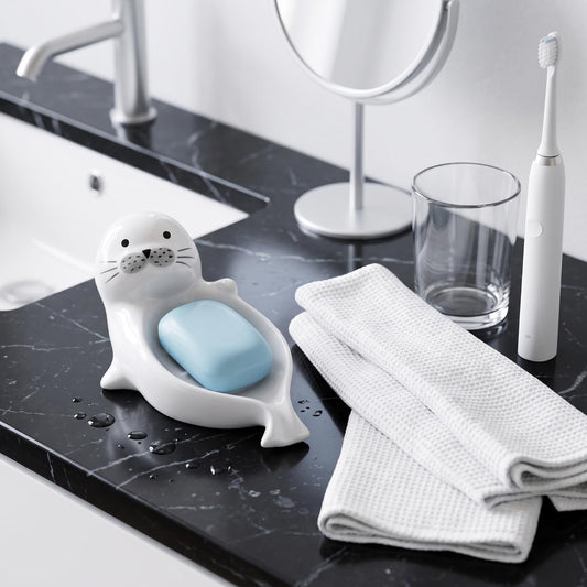 Soap Dish Self Draining Sponge Holder for Bathroom Sink Kitchen