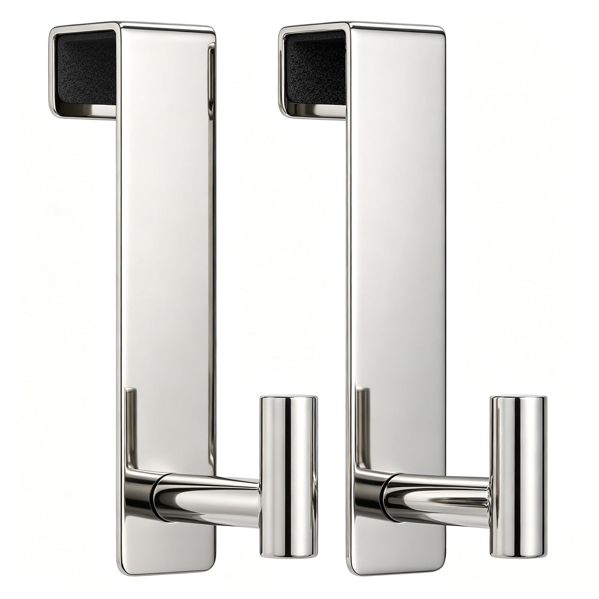 Stainless Steel Over The Door Hooks Heavy Duty, Bathroom Towel Holder Door Mount Coat Rack Towel Rack for Bedroom, Doors Hangers Towel Hooks for Bathroom Dorm Essentials (Black, 2 Pack)
