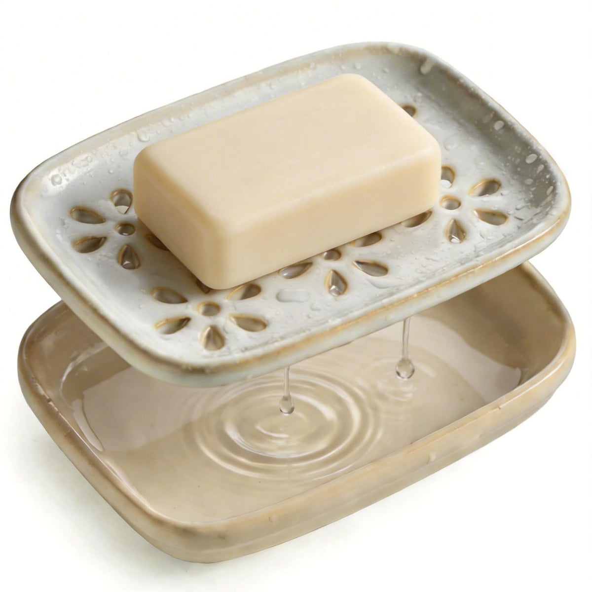 Miamolo Soap Dish for Shower with Drainage, Double Layer, Extends Soap Life