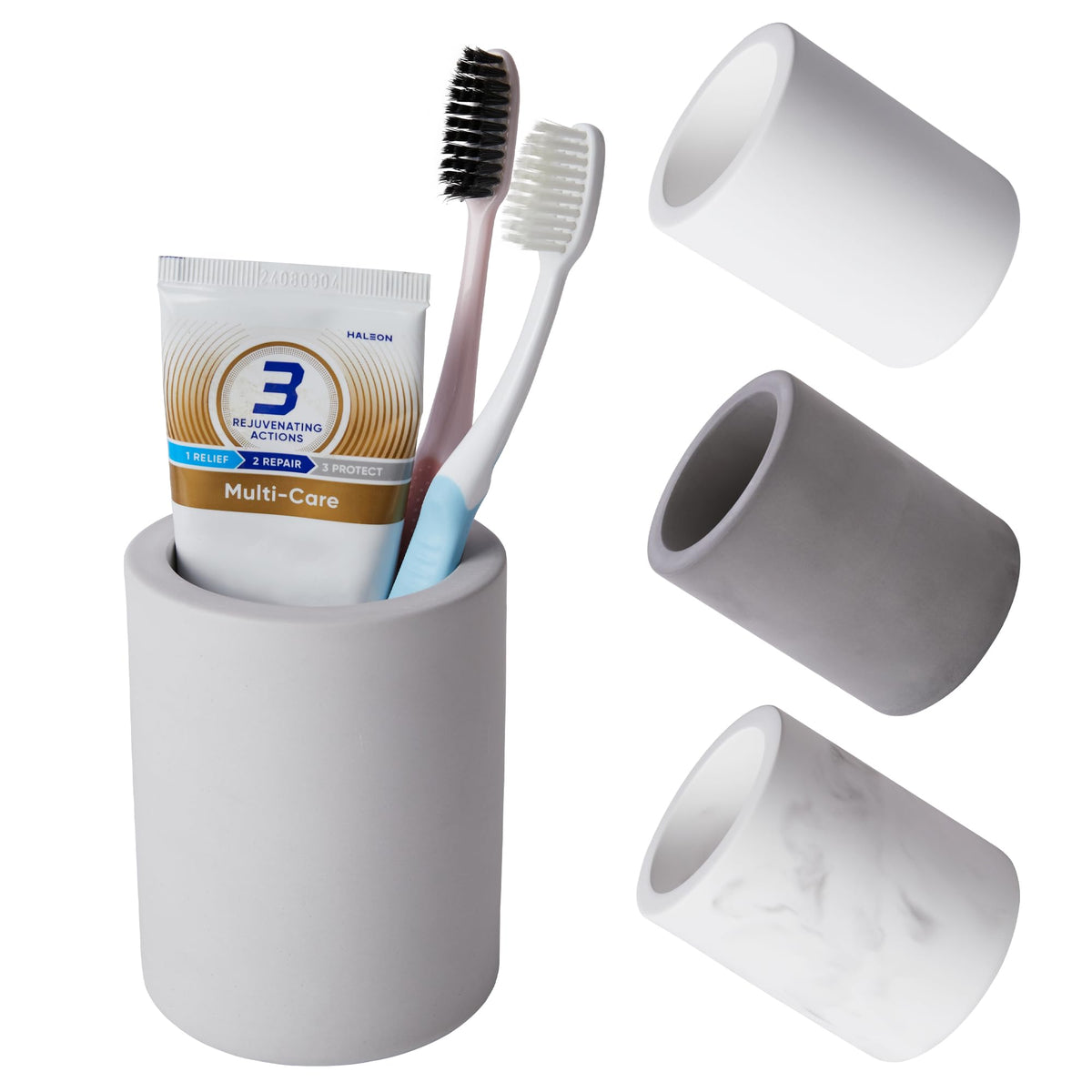 Drying Stone Toothbrush Holder, Diatomite Toothbrush Holders for Bathroom Counter, Quick Drying Electric Toothbrush and Toothpaste Holder Bathroom Organizer, White