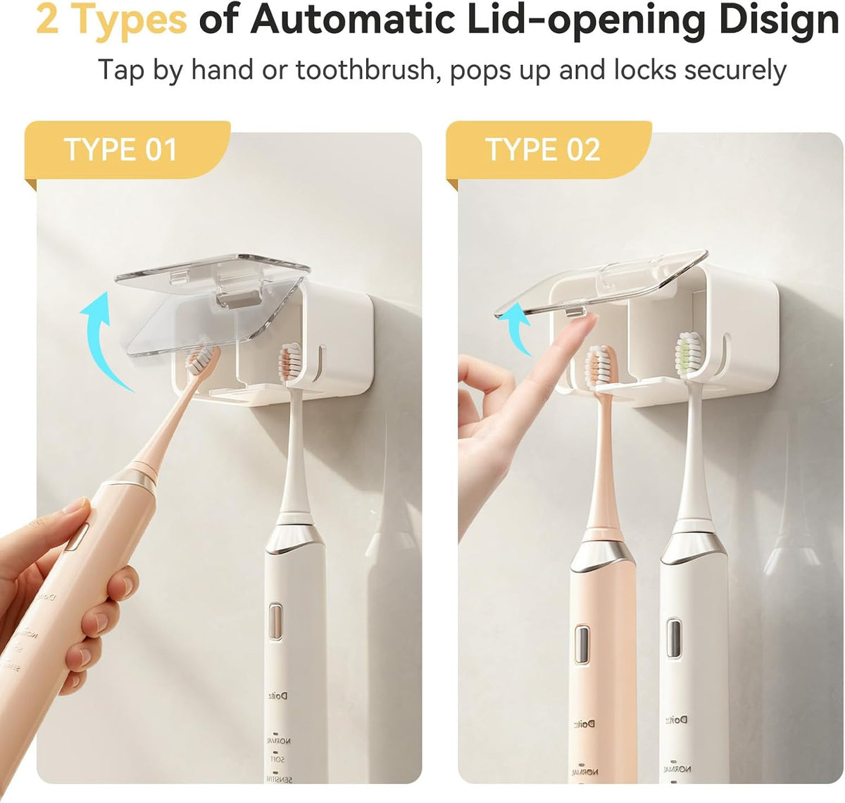 MOPMS Toothbrush Holders for Bathrooms with 2 Slot Independent Compartment
