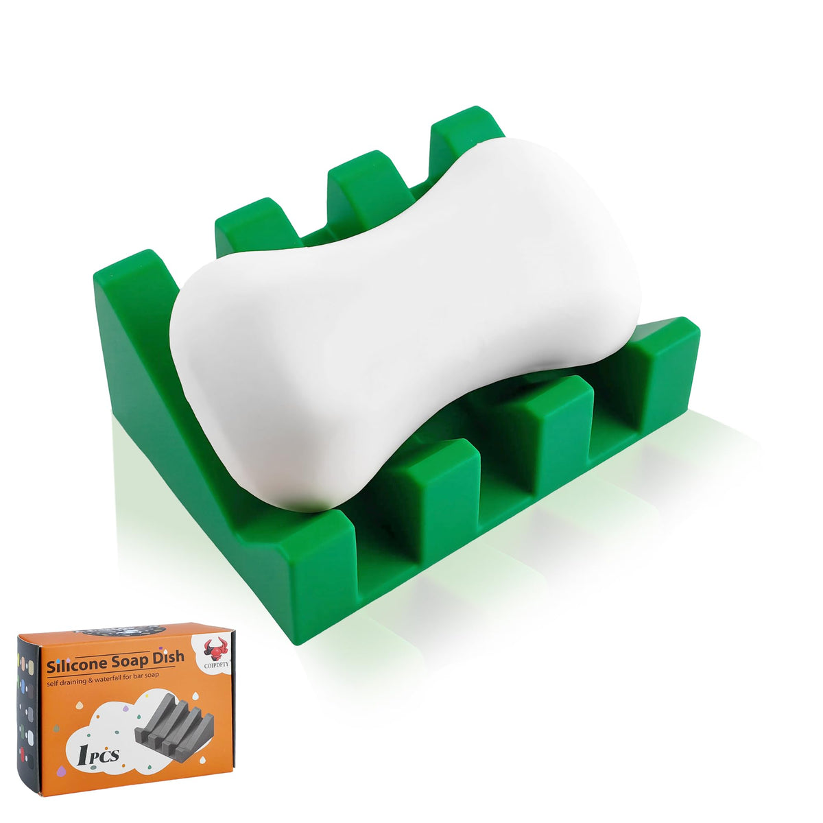 Self Draining Soap Dish Holder,Silicone Soap Dish,for Bathroom,Kitchen, Sponges,Can Extend Soap Life,Keep Soap Bars Dry and Easy Cleaning (White,2-Pack)
