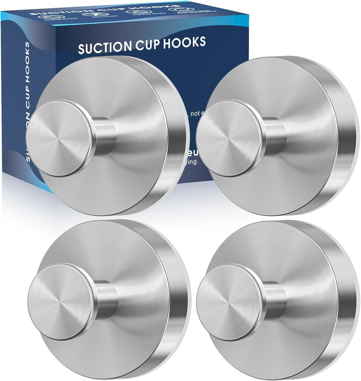 MOTAIPEAK Suction Cup Hooks for Shower, No-Drill, Chrome Polished 2-Pack