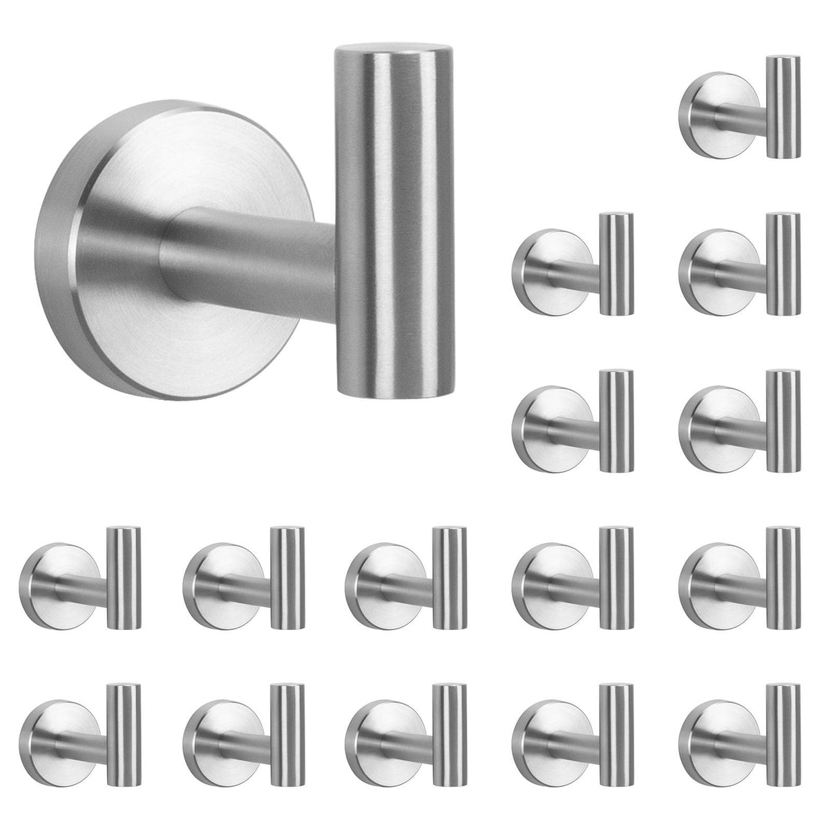 NearMoon Bath Towel Hooks- SUS 304 Stainless Steel Robe Hook Holder, Heavy Duty Coat Hook for Bathroom Livingroom Hotel Kitchen Garage, Wall Mounted (Matte Black, 4 Pack)