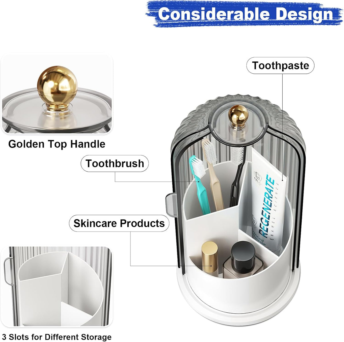 Dustproof Toothbrush Holders with Cover for Bathrooms, Tooth Brush Holder