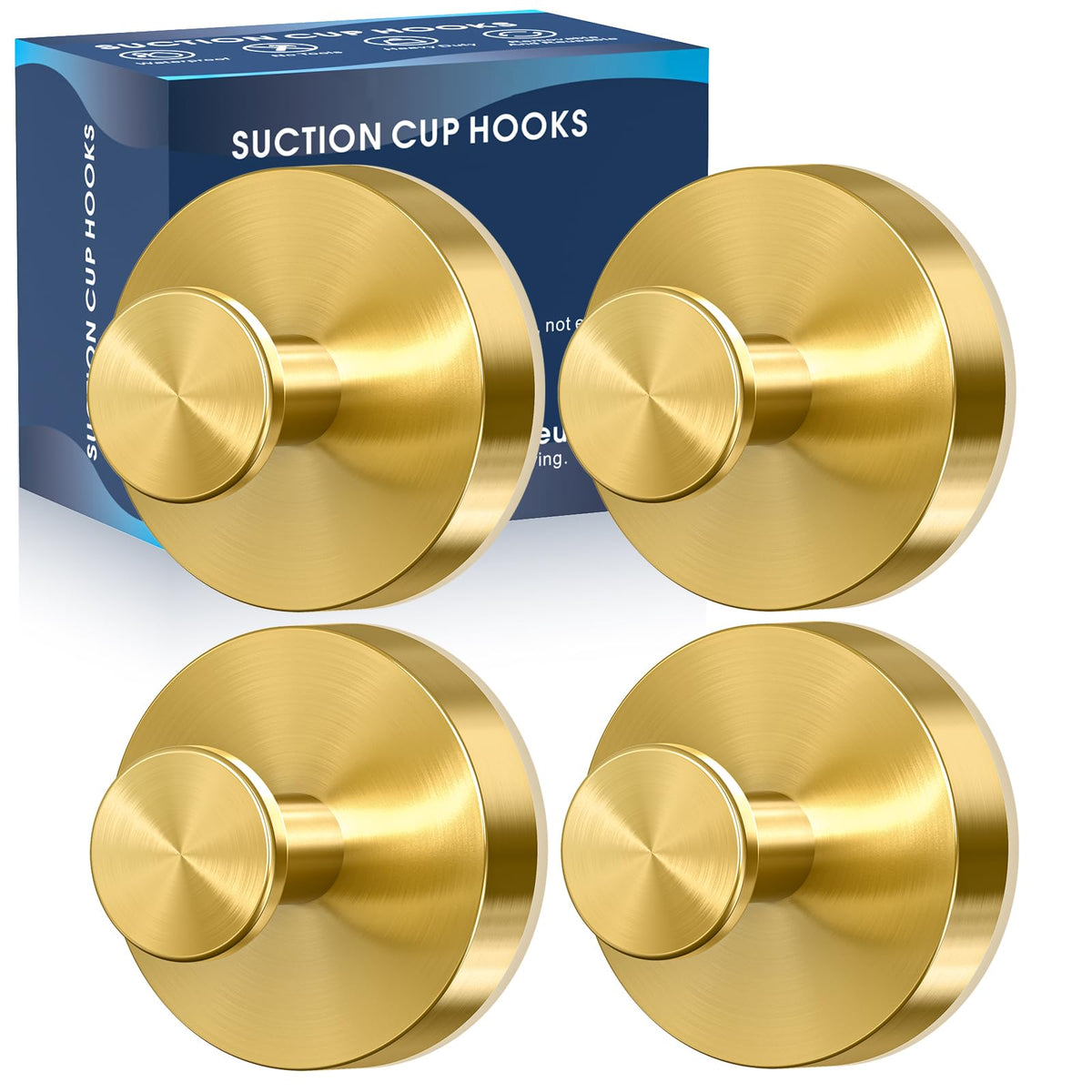 MOTAIPEAK Suction Cup Hooks for Shower, No-Drill, Chrome Polished 2-Pack