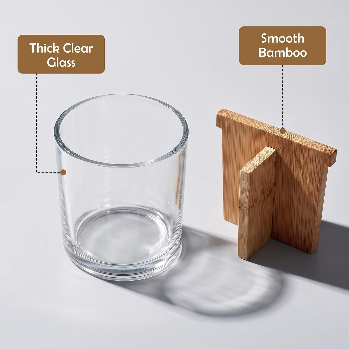 Glass Toothbrush and Toothpaste Holder with Bamboo Divider for Bathroom Countertop, Toothbrush Organizer Stand for Bathroom Vanity Countertops - 1 Pack