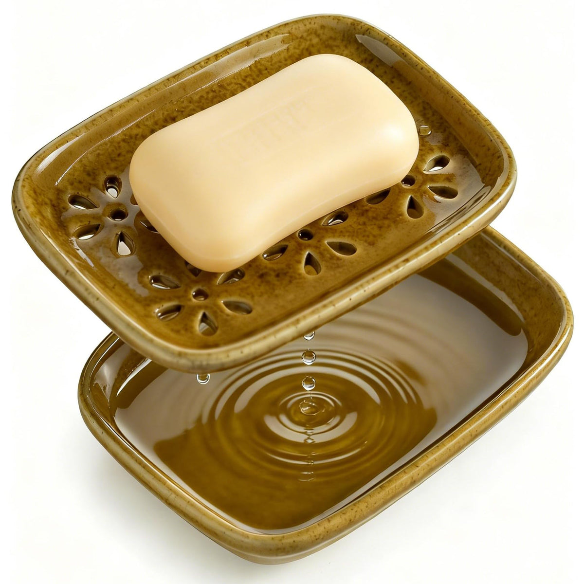Miamolo Soap Dish for Shower with Drainage, Double Layer, Extends Soap Life