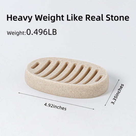 Soap Dish, Simple Oval Bar Soap Holders, Self Draining, Beige