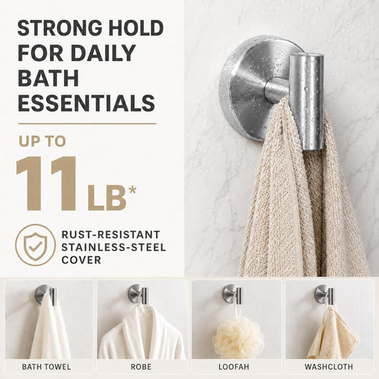 Suction Cup Hooks for Shower - Bathroom Reusable Towel Hooks