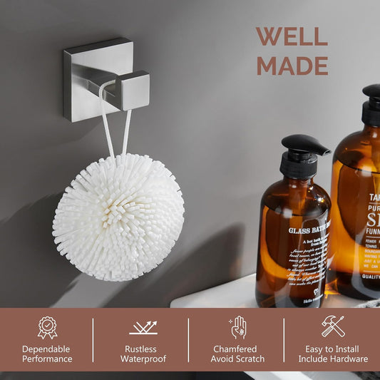 Angle Simple Bathroom Towel Hook Brushed Nickel, Square Coat Robe Hook