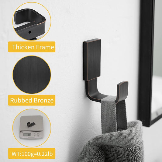 BESy Brass Towel Hook, Bathroom Robe Coat Clothes Hook, Oil Rubbed Bronze