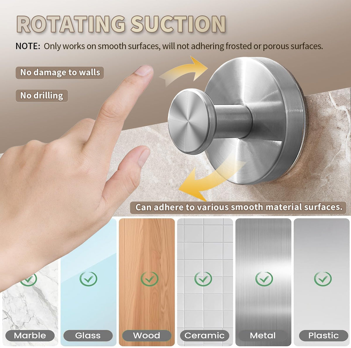 2026 Upgraded Drill-Free Stainless Steel Suction Cup Hooks Multi-Use