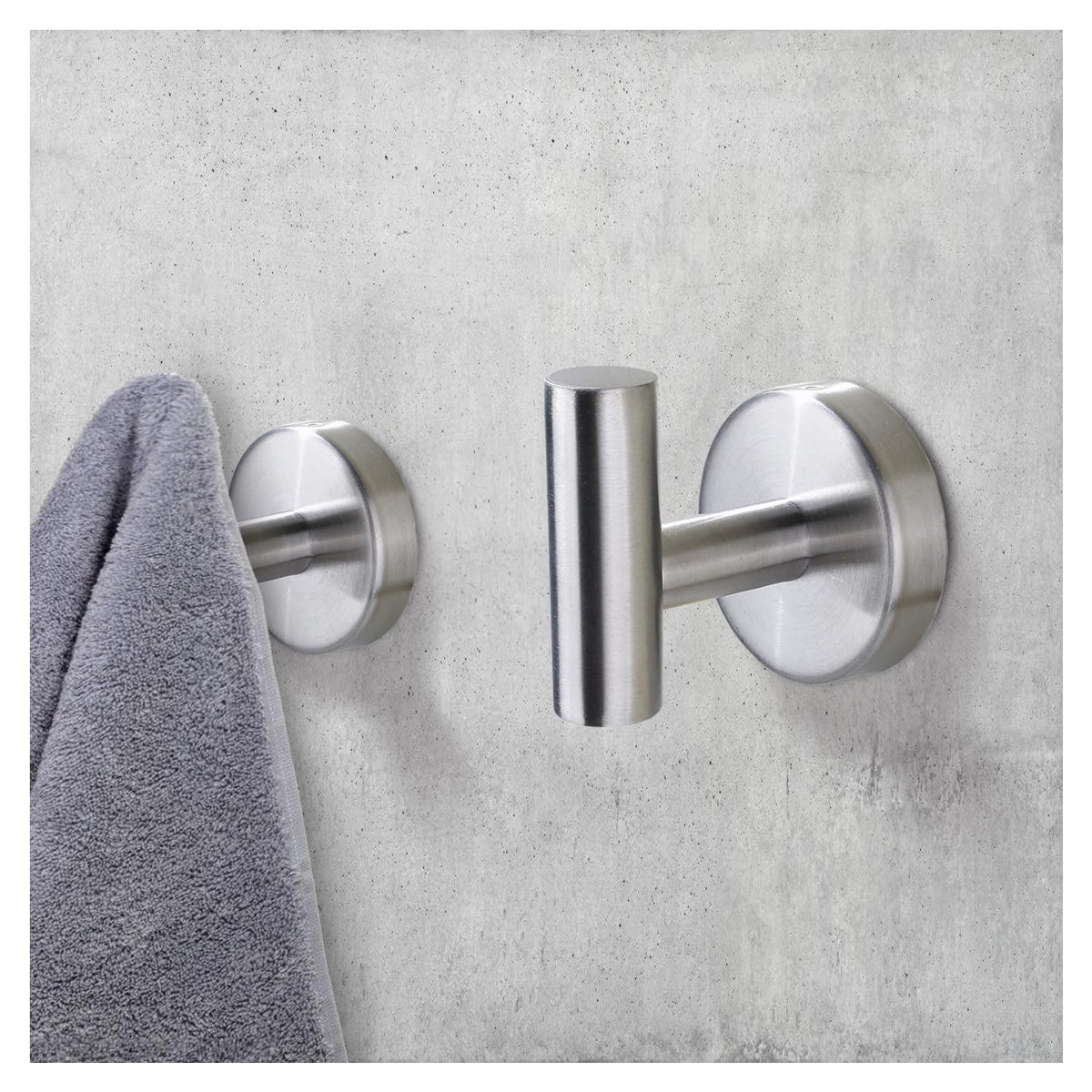 Bntuk Adhesive Hooks Heavy Duty Wall Hooks Stainless Steel Waterproof Shower Hooks, Adhesive Holders Coat Hooks for Hanging, Wall Mounted Towel Hooks for Bathroom Kitchen - 2 Pack