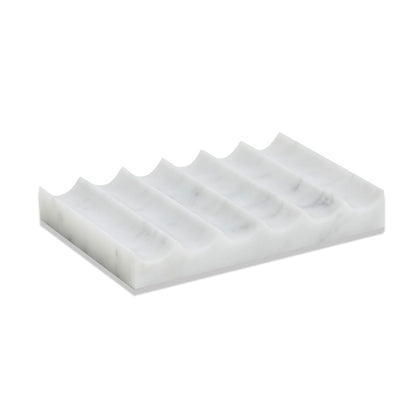 Luxurious Marble Soap Dish Jewelry Ring Tray - Rectangle Stone Soap Tray & Saver for Shower – Self Draining Soap Holder for Bathroom, Kitchen, Beige Travertine (Pink/Cream Rose)