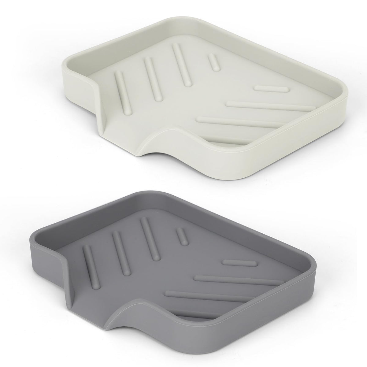 2 Pack Silicone Soap Dish, Self Draining Soap Dish 4.7"×3.9" White