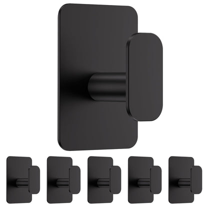 Large Heavy Duty Adhesive Wall Hooks - 26lb Max, Stainless Steel Waterproof Towel Hooks for Hanging Towel, Coat, Robe, Sticky Hooks for Use in Bathroom, Shower, Kitchen, Door(Black, 4 Pack)