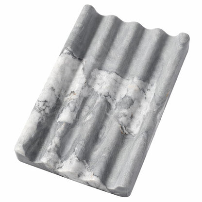 Koville Natural Marble Soap Dish for Shower, Stone Soap Tray for Bathroom, Bar Soap Holder for Sink, Stripe Grooves Saver Stone Dish Tray Keep Bars Dry Easy Clean(Palissandro Classico)