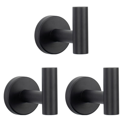 NearMoon Bath Towel Hooks- SUS 304 Stainless Steel Robe Hook Holder, Heavy Duty Coat Hook for Bathroom Livingroom Hotel Kitchen Garage, Wall Mounted (Matte Black, 4 Pack)