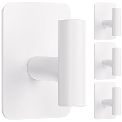 Large Heavy Duty Adhesive Wall Hooks - 26lb Max, Stainless Steel Waterproof Towel Hooks for Hanging Towel, Coat, Robe, Sticky Hooks for Use in Bathroom, Shower, Kitchen, Door(Black, 4 Pack)