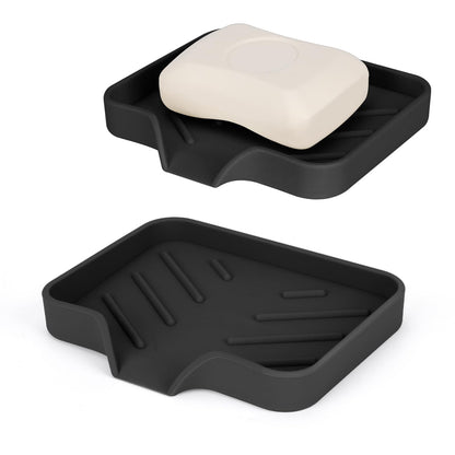 2 Pack Silicone Soap Dish, Self Draining Soap Dish 4.7"×3.9" White