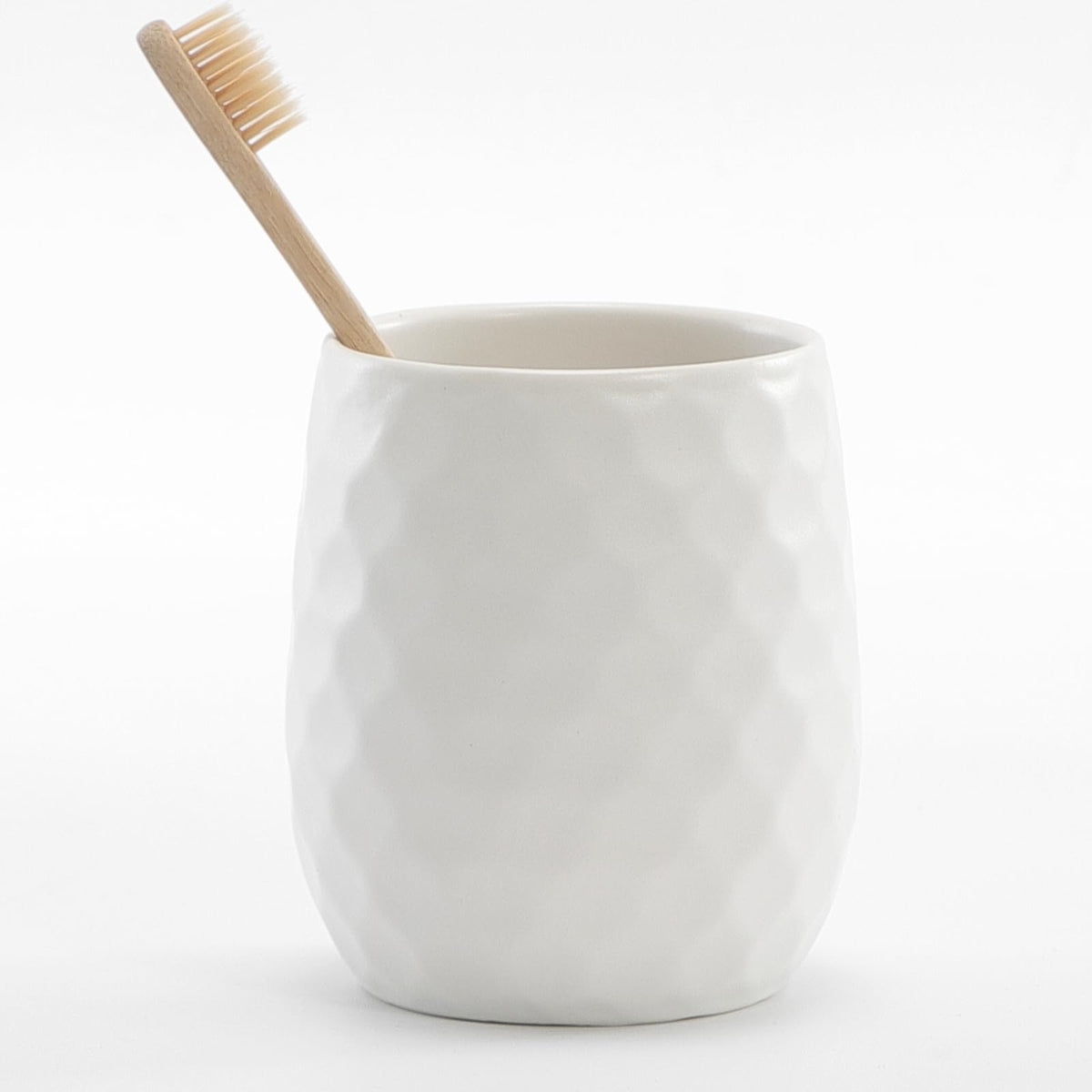 Ceramic Honeycomb Toothbrush Holders for Bathrooms - White Toothbrush Holders, Reusable Toothbrush Cups, Bathroom Tumbler Cups, Mouthwash Cups, Bathroom Counter Organizer