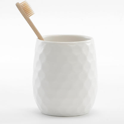 Ceramic Honeycomb Toothbrush Holders for Bathrooms - White Toothbrush Holders, Reusable Toothbrush Cups, Bathroom Tumbler Cups, Mouthwash Cups, Bathroom Counter Organizer