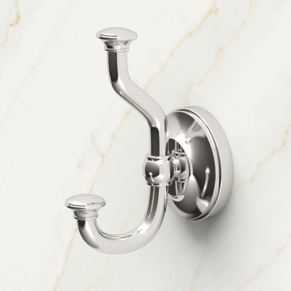 Gatco 4125 Tavern Double Robe Hook, Wall Mounted Bathroom Hook for Towels and Robes, Polished Nickel