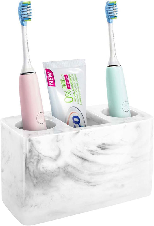 Luxspire Toothbrush Holder, Resin, 3 Slots, Ink White