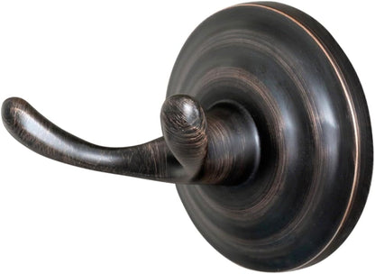 Amazon Basics Zinc Traditional Round Bathroom Towel and Robe Hook, Oil Rubbed Bronze, Easy Installation