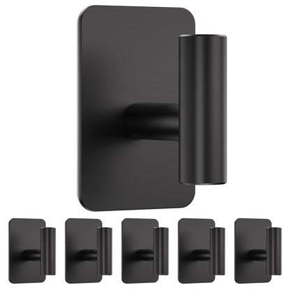 Large Heavy Duty Adhesive Wall Hooks - 26lb Max, Stainless Steel Waterproof Towel Hooks for Hanging Towel, Coat, Robe, Sticky Hooks for Use in Bathroom, Shower, Kitchen, Door(Black, 4 Pack)