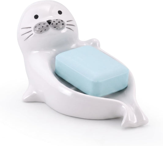 Soap Dish Self Draining Sponge Holder for Bathroom Sink Kitchen