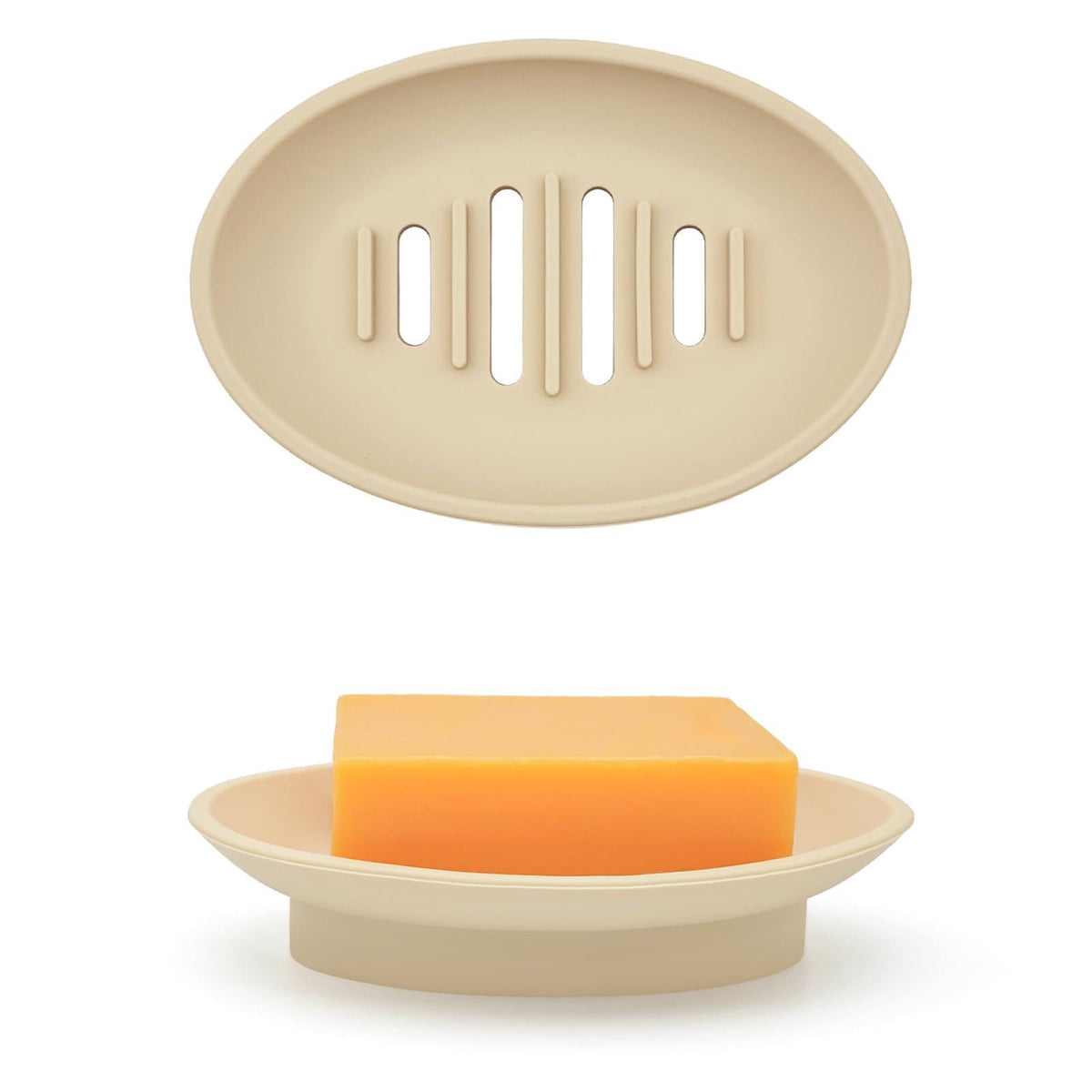 2 Pack Silicone Bar Soap Holder for Shower, Self-Draining Black Soap Dish Tray for Bathroom Sink, Kitchen Counter, Shower Niche/Shelf, Bathtub, Easy Cleaning Simple Oval Soap Saver Stand