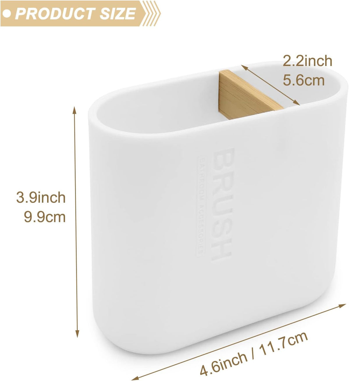 Toothbrush Holder with Bamboo Divider,Detachable for Easy Cleaning Multi-Functional Storage,2 Slots Electric Toothbrush and Toothpaste Organizer Caddy for Bathroom Vanity,Sink,Countertop (White)