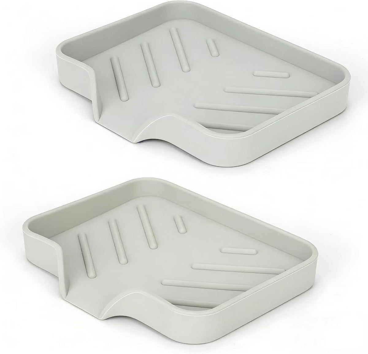 2 Pack Silicone Soap Dish, Self Draining Soap Dish 4.7"×3.9" White