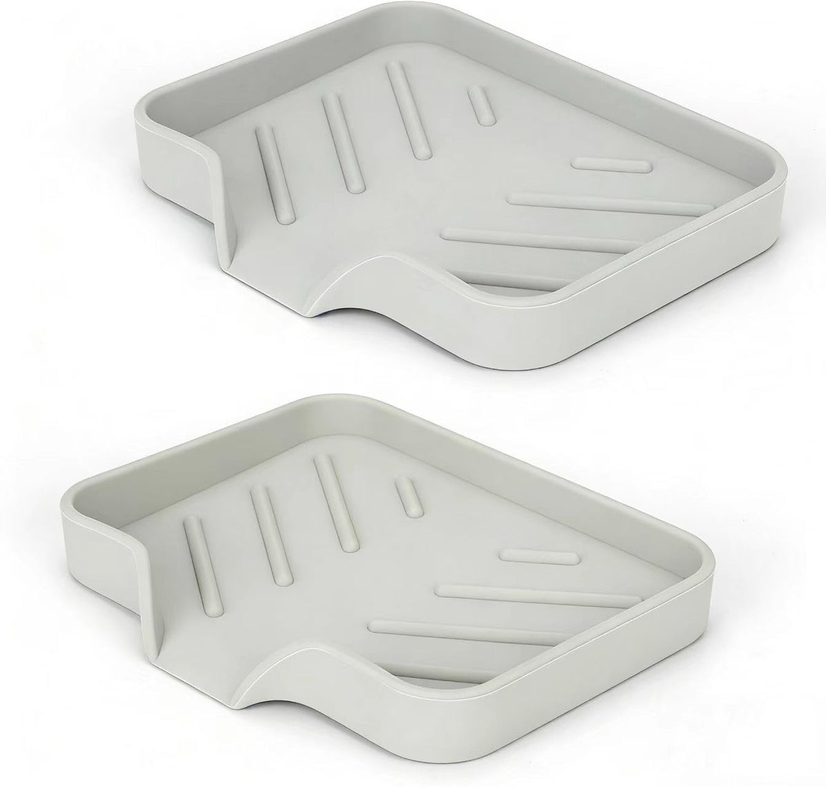 2 Pack Silicone Soap Dish, Self Draining Soap Dish 4.7"×3.9" White