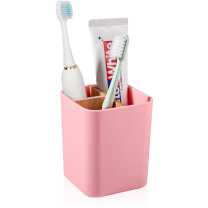 Bamboo Toothbrush Holder for Bathrooms Toothpaste Organizer - Green