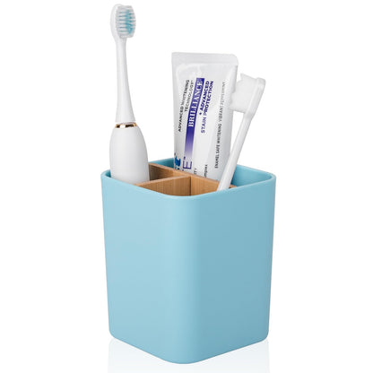 Bamboo Toothbrush Holder for Bathrooms Toothpaste Organizer - Green