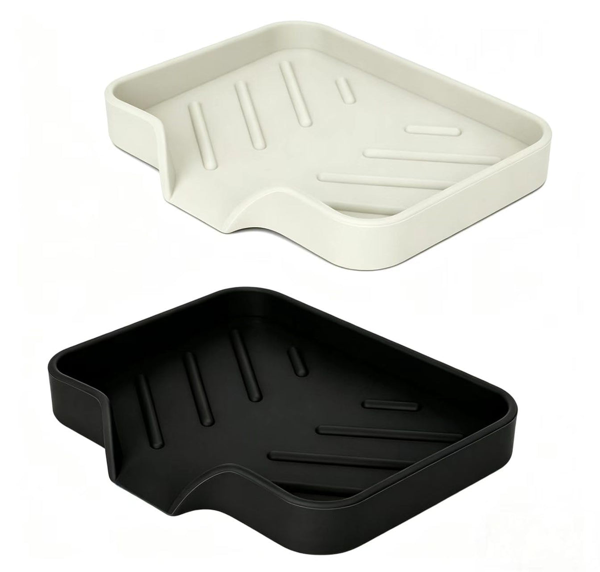2 Pack Silicone Soap Dish, Self Draining Soap Dish 4.7"×3.9" White