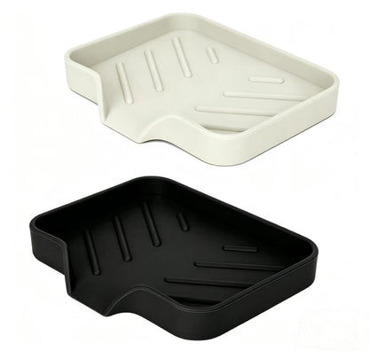 2 Pack Silicone Soap Dish, Self Draining Soap Dish 4.7"×3.9" White